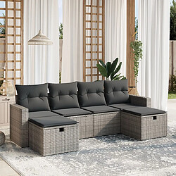 vidaXL Salon de jardin 6 pcs avec coussins gris résine tressée