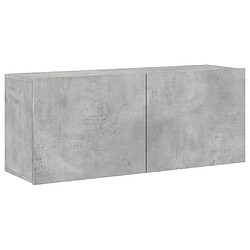 vidaXL Meuble TV mural gris béton 100x30x41 cm