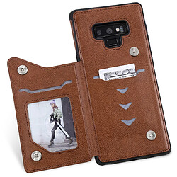 Wewoo Housse Coque Pour Galaxy Note9 Etui de protection antichoc à double boucle de couleur unie solide brun pas cher