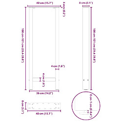 vidaXL Pieds de table basse noir 2 pcs 40x(100-101) cm acier pas cher