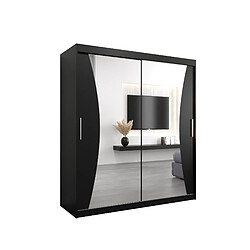 Abiks Meble Armoire MONACO À Portes Coulissantes 200/180/62 2 Portes (Noir/Noir)