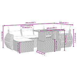 Avis Maison Chic Ensemble Tables et chaises d'extérieur 7pcs avec coussins,Salon de jardin noir résine tressée -GKD430144