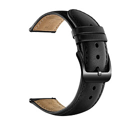 Bracelet en cuir véritable 20mm noir pour votre Samsung Gear Sport (S4)