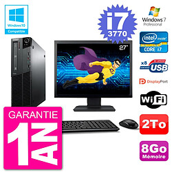 PC Lenovo M82 SFF Ecran 27" i7-3770 RAM 8Go Disque 2To Graveur DVD Wifi W7 - Occasion