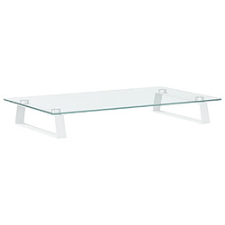 vidaXL Support de moniteur blanc 60x35x8 cm verre trempé et métal