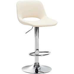 Decoshop26 Tabouret de bar chaise haute x1 avec repose-pieds en PVC crème piètement métallique chromé 10_0004581