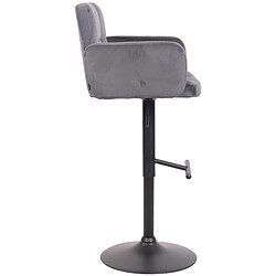 Decoshop26 Tabouret de bar pivotant en velours gris foncé et métal noir avec accoudoirs repose-pieds et dossier TDB10656