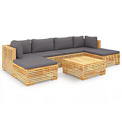 vidaXL Salon de jardin 7 pcs avec coussins Bois de teck solide