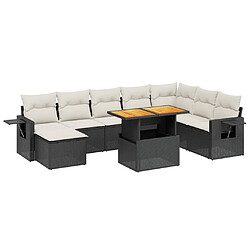 Maison Chic Ensemble Tables et chaises d'extérieur 9 pcs avec coussins,Salon de jardin noir résine tressée -GKD441961