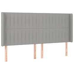 vidaXL Tête de lit avec oreilles Gris clair 203x16x118/128 cm Tissu