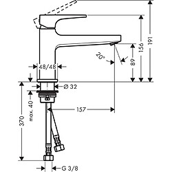 Mitigeur de lavabo HANSGROHE Metropol CoolStart poignée manette bec long, bonde Push-Open chromé - 32503000