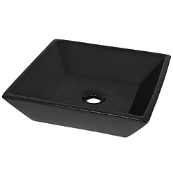 vidaXL Lavabo Céramique carré Noir 41,5 x 41,5 x 12 cm