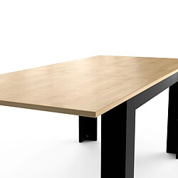 Dansmamaison Table de repas avec allonge 160/200x90 Chêne/Noir - DORON pas cher