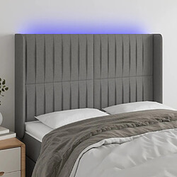 vidaXL Tête de lit à LED Gris foncé 147x16x118/128 cm Tissu