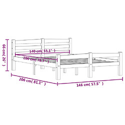 vidaXL Cadre de lit sans matelas gris foncé pin massif 140x200 cm pas cher