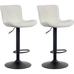 Decoshop26 Lot de 2 tabourets de bar en tissu crème pieds en métal noir hauteur réglable pivotant TDB10725