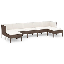 Maison Chic Salon de jardin 7 pcs + coussins - Mobilier/Meubles de jardin - Table et chaises d'extérieur Résine tressée Marron -MN23616