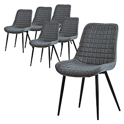 ML-Design Lot de 6 Chaises de Salle à Manger, Anthracite, Assise en Simili avec Pieds Métalliques Noirs