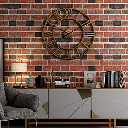 Horloge Murale 3D Chiffres Romains Grand Métal Rond Doré Rustique Face Ouverte Ornée de Bijoux