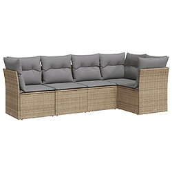 Maison Chic Salon de jardin avec coussins 5 pcs | Ensemble de Table et chaises | Mobilier d'Extérieur beige résine tressée -GKD76488