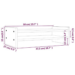 vidaXL Support de moniteur Gris 50x27x15 cm Bois de pin solide pas cher