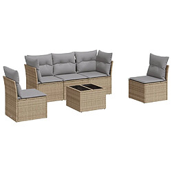 Maison Chic Salon de jardin avec coussins 6 pcs | Ensemble de Table et chaises | Mobilier d'Extérieur beige résine tressée -GKD47533