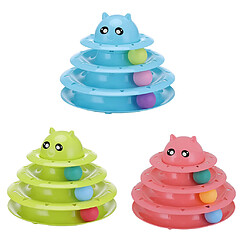 Avis Jouets de chat de trois couches Jouets Turntable Intelligence Crazy Play Ball Tray Blue