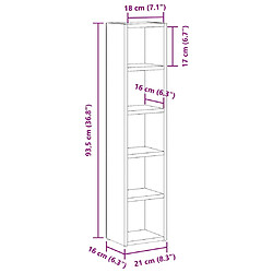 vidaXL Armoires à CD 2 pcs Noir 21x16x93,5 cm Aggloméré pas cher