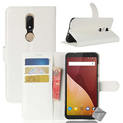 Htdmobiles Housse etui portefeuille pour Wiko View Prime + film ecran - BLANC