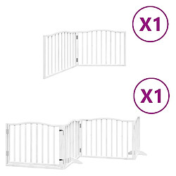 vidaXL Barrière pour chien porte pliable 6panneaux blanc bois peuplier