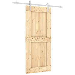 vidaXL Porte coulissante et kit de quincaillerie 90x210 cm pin massif