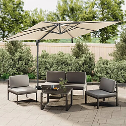 Maison Chic Parasol Jardin | Parasol cantilever à double toit Blanc sable 400x300 cm - GKD94019