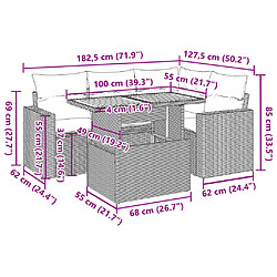 vidaXL Salon de jardin 5 pcs avec coussins gris résine tressée pas cher