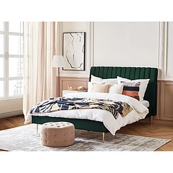 Beliani Lit double en velours vert 140 x 200 cm MARVILLE