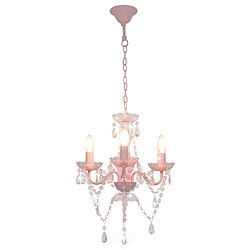 vidaXL Lustre avec perles Rose Rond 3 x E14