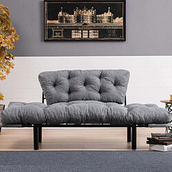 Hanah Home Canapé 2 places convertible en tissu Nitta gris.