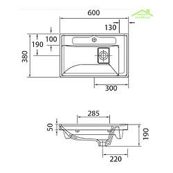 Karag Lavabo suspendu QUATTRO rectangulaire 60x38x19 cm