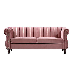 Acheter Vente-Unique Canapé chesterfield 3 places en velours vieux rose TRUMBO