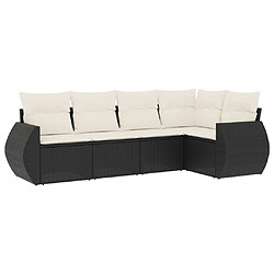 Maison Chic Salon de jardin 5 pcs avec coussins | Ensemble de Table et chaises | Mobilier d'Extérieur noir résine tressée -GKD95234