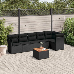 Maison Chic Salon de jardin 7 pcs avec coussins | Ensemble de Table et chaises | Mobilier d'Extérieur noir résine tressée -GKD18185