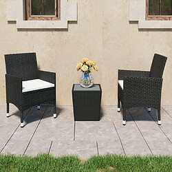 Maison Chic Table de bistro et chaises d'extérieur 3 pcs,Ensemble de bistro de jardin pour relax Résine tressée et verre trempé Noir -GKD509813