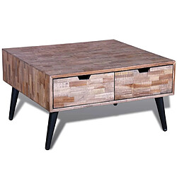 Avis Maison Chic Table basse pour salon | Table à café avec 4 tiroirs Bois de teck recyclé -GKD48562