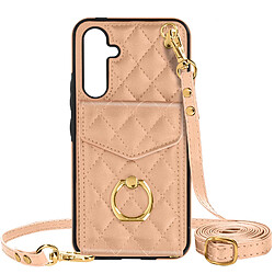 Avizar Coque Cordon pour Samsung Galaxy A54 5G Dos Portefeuille Bague Support Rose Gold