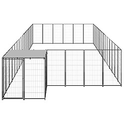 Helloshop26 Chenil extérieur cage enclos parc animaux chien 26,62 m² 110 cm acier noir 02_0000516