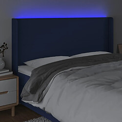 Avis vidaXL Tête de lit à LED Bleu 203x16x118/128 cm Tissu