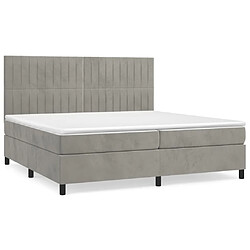 Maison Chic Lit Adulte - Lit simple Lit à sommier tapissier et matelas moelleux - Meuble de Chambre - Gris clair 200x200cm Velours -MN58254