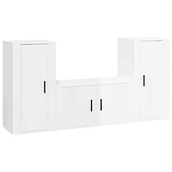 Maison Chic Ensemble de meubles TV 3 pcs pour salon - Blanc brillant Bois d'ingénierie -MN72021