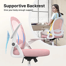 BIGZZIA Chaise de bureau | Fauteuil avec housse en maille respirante | ergonomique | accoudoirs rabattables & réglable en hauteur | Rose