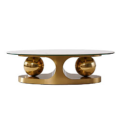 Inside 75 Table basse design SPHERE GOLD 120 base métal doré plateau marbre blanc