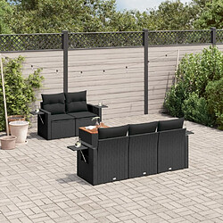 Maison Chic Salon de jardin 6 pcs avec coussins | Ensemble de Table et chaises | Mobilier d'Extérieur noir résine tressée -GKD25165